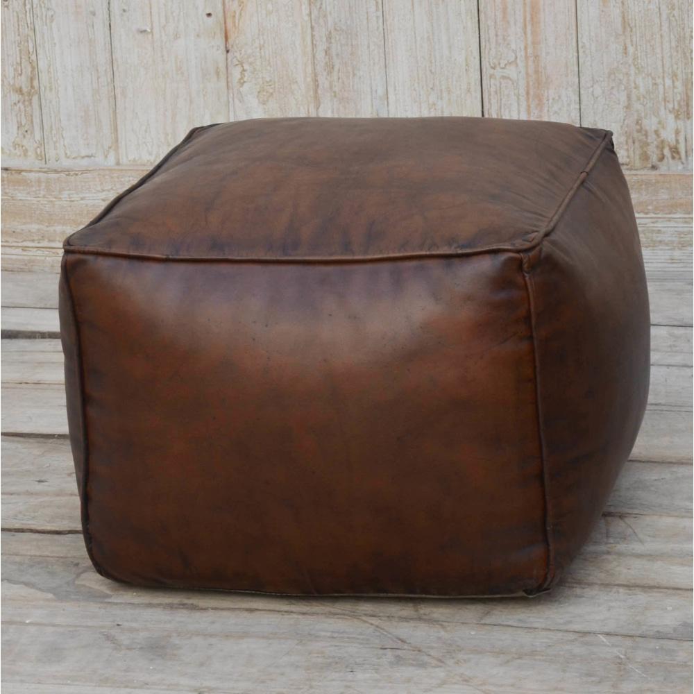 Amelia PU Leather Vintage Rustic Square Foot Stool Ottoman Brown Fast shipping On sale