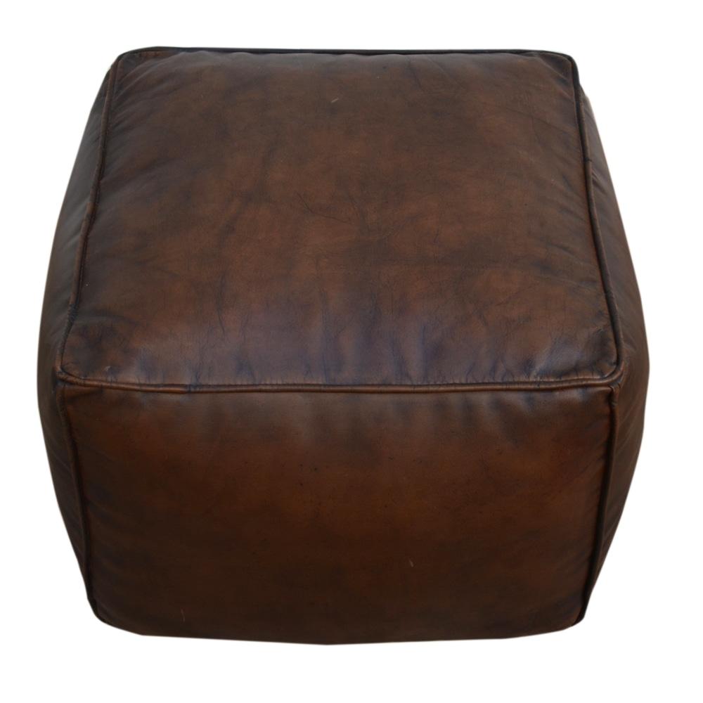 Amelia PU Leather Vintage Rustic Square Foot Stool Ottoman Brown Fast shipping On sale