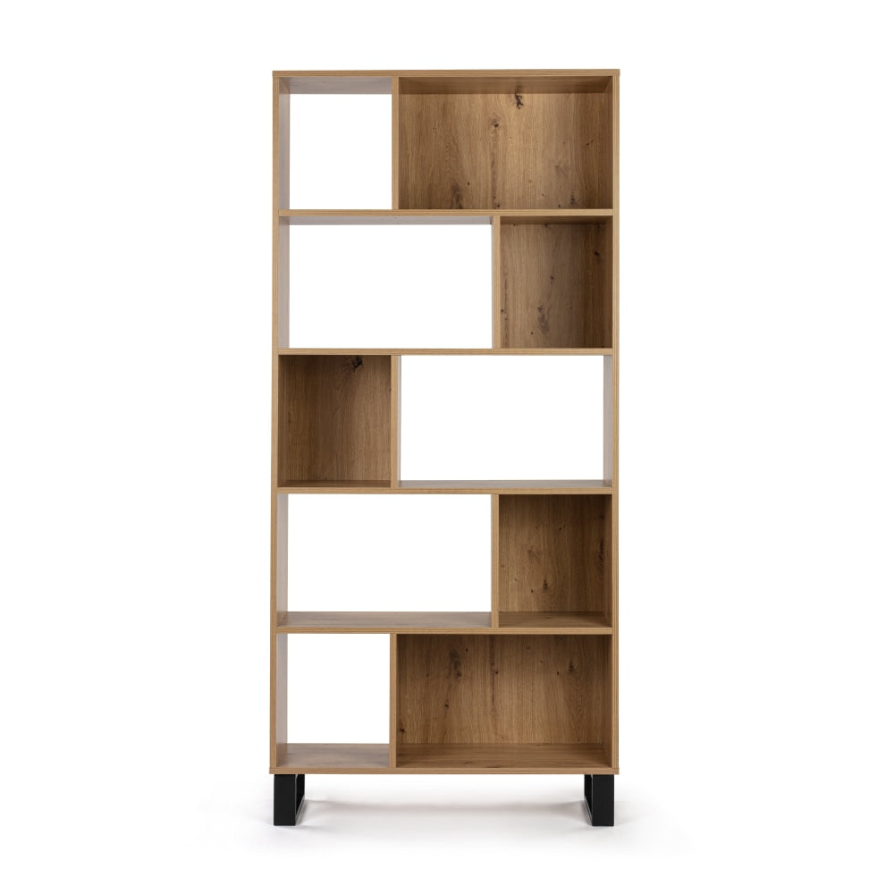 Amina 5-Tier Bookcase Display Shelf Storage Unit - Oak/Black Fast shipping On sale
