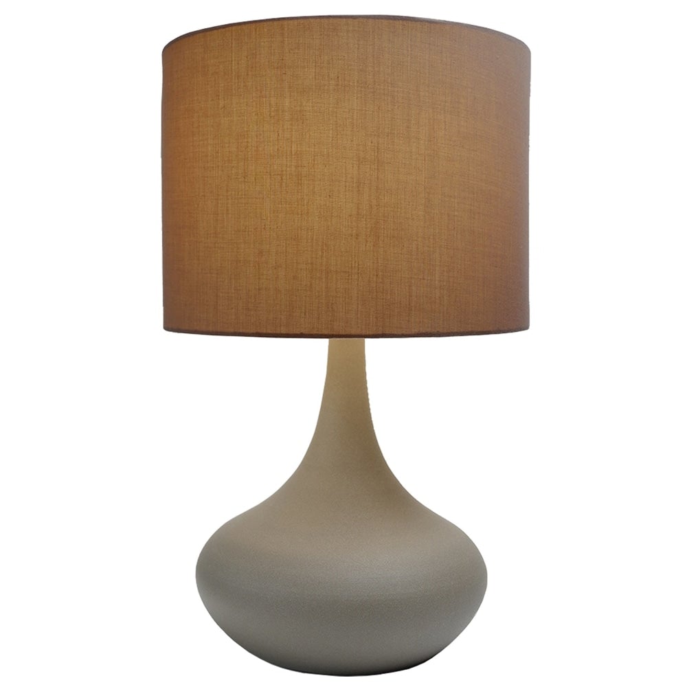 Amy Modern Touch Table Lamp Small Metal Base - Grey Shade Fast shipping On sale
