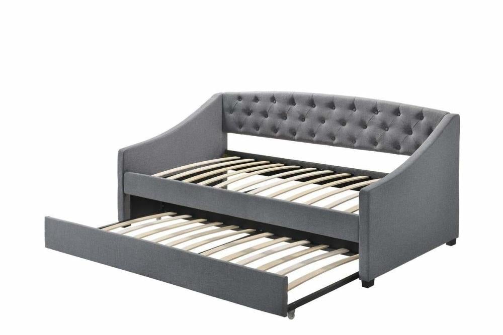 Anderson Fabric Daybed With Roll-Out Trundle - Light Grey Bed Frame Fast shipping On sale