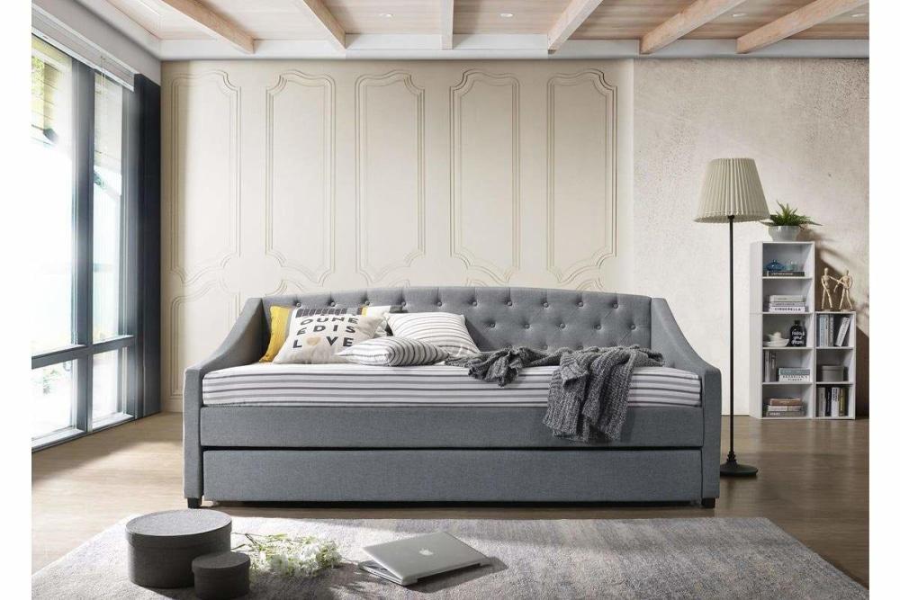 Anderson Fabric Daybed With Roll - Out Trundle - Light Grey Bed Frame Fast shipping On sale