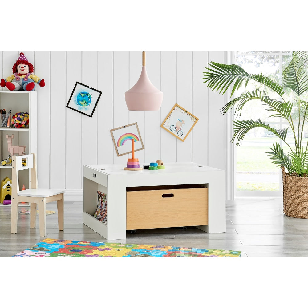Andrea Activity Table with Drawers - White/Natural Kids Furniture Fast shipping On sale