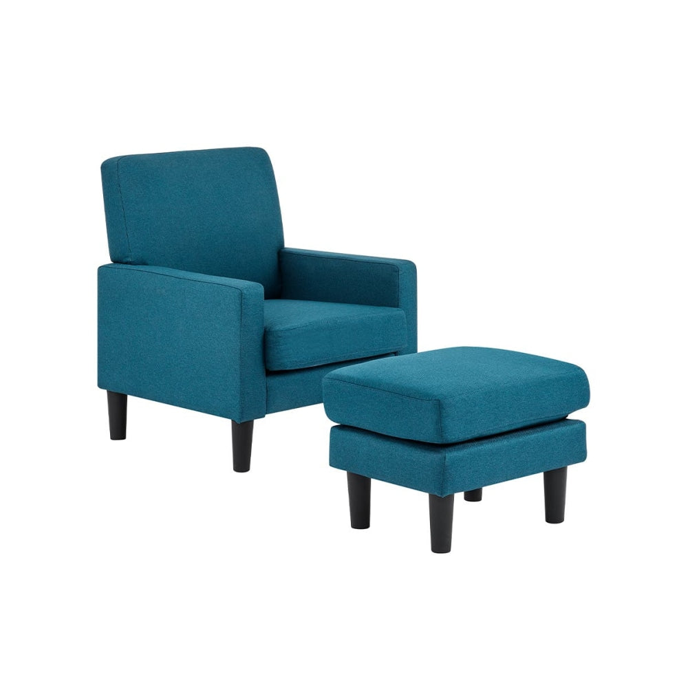 Andrew Fabric Accent Lounge Relaxing Chair with Ottoman - Teal Fast shipping On sale