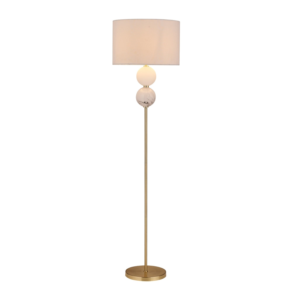 Angie Modern Fabric Shade Orbs Design Metal Floor Lamp Light Brass Fast shipping On sale