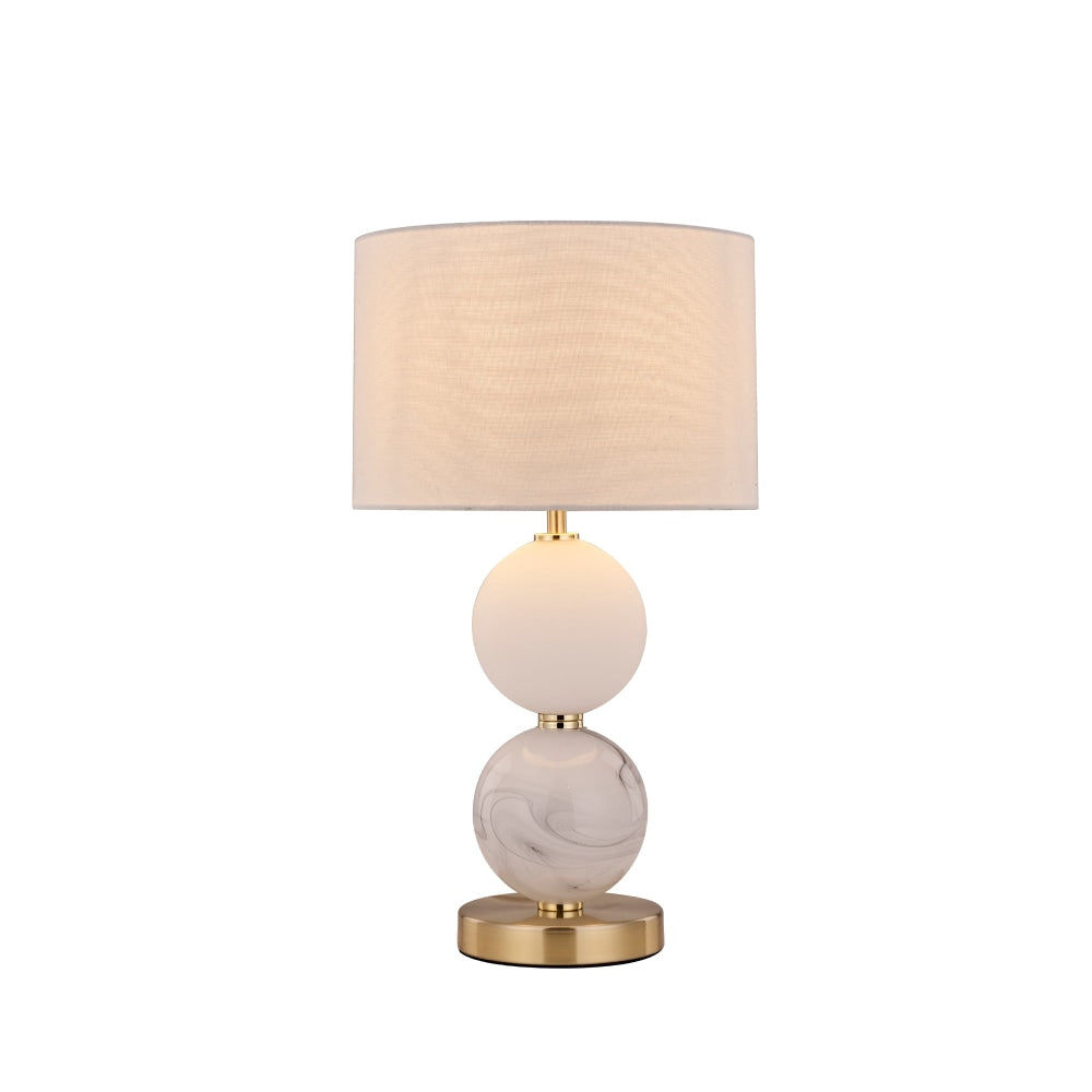 Angie Modern Fabric Shade Orbs Design Metal Table Lamp Light Brass Fast shipping On sale
