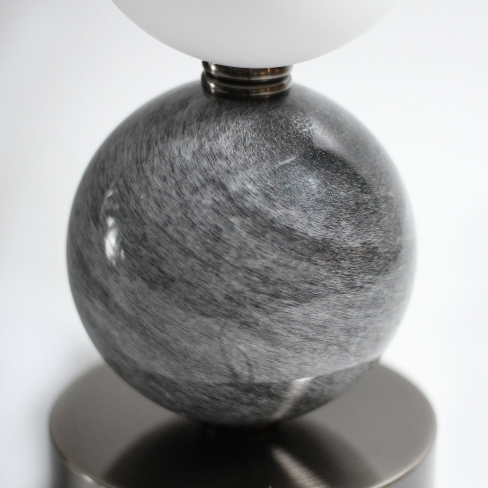 Angie Modern Fabric Shade Orbs Design Metal Table Lamp Light Pewter Fast shipping On sale