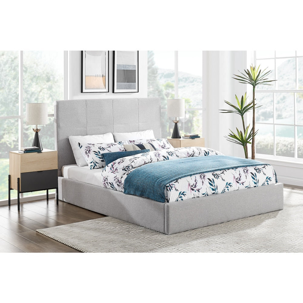 Antalya Gas Lift Bed Frame - Light Grey Double Fast shipping On sale