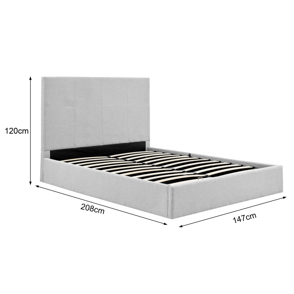 Antalya Gas Lift Bed Frame - Light Grey Double Fast shipping On sale