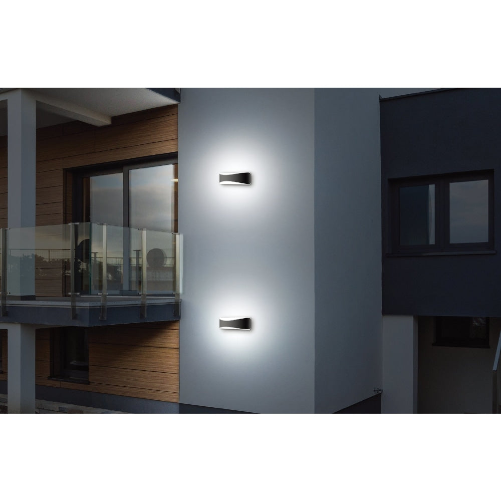 Pia Modern Wall Light Surface Mounted Up/Down 10W Curved Dark Grey Opal Diffuser Lamp Fast shipping On sale