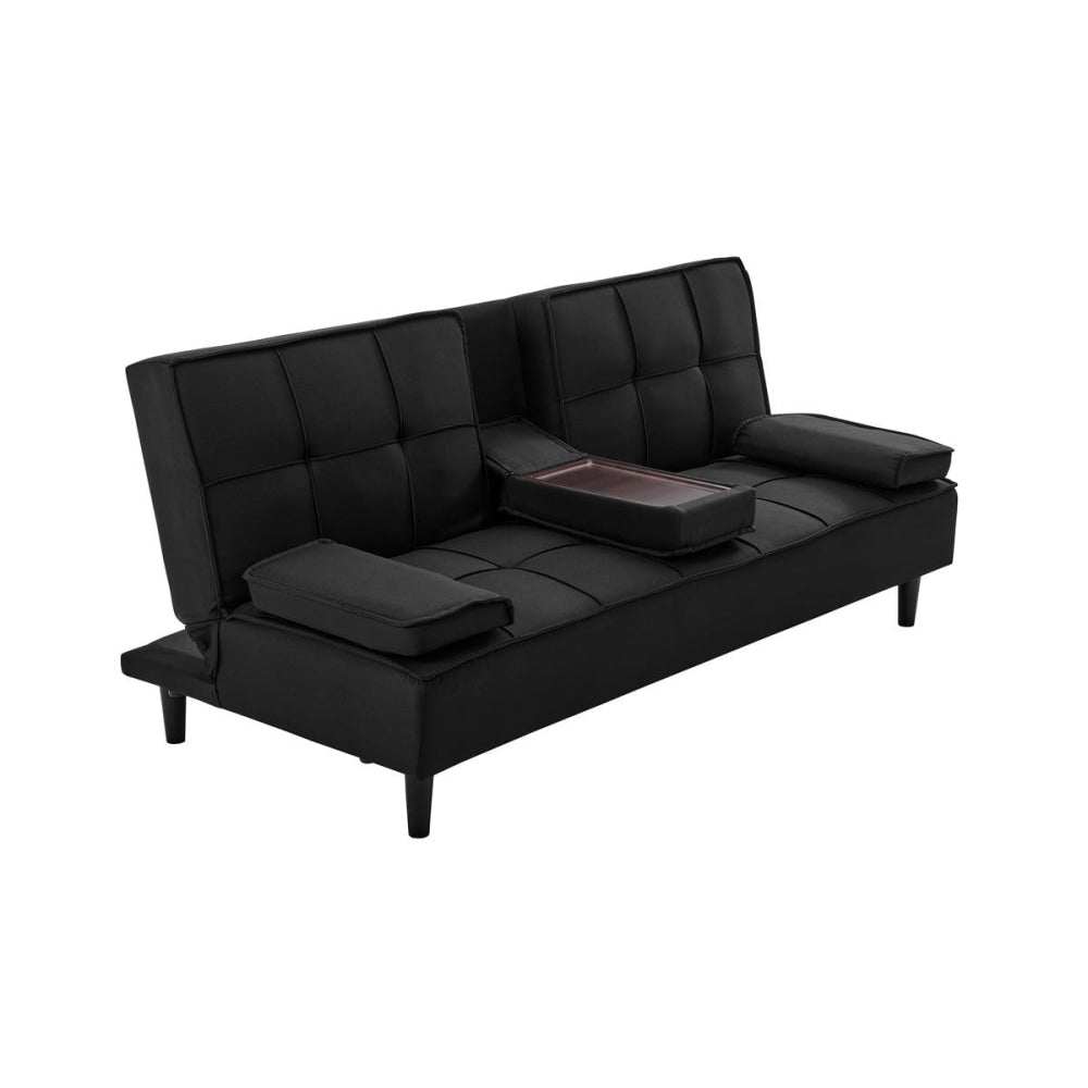 Apline 3-Seater Modern Facbric Sofa Bed - Black Fast shipping On sale