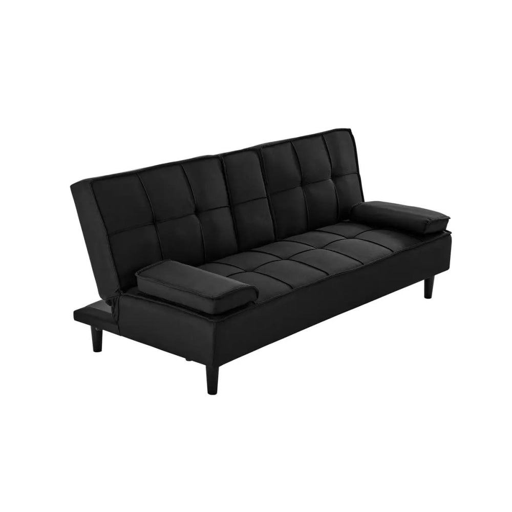 Apline 3-Seater Modern Facbric Sofa Bed - Black Fast shipping On sale