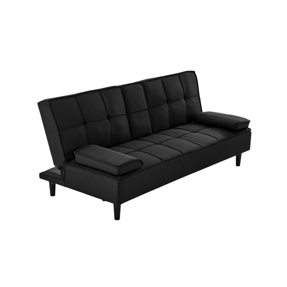Apline 3-Seater Modern Facbric Sofa Bed - Black Fast shipping On sale