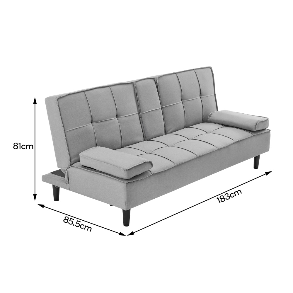 Apline 3-Seater Modern Facbric Sofa Bed - Light Grey Fast shipping On sale