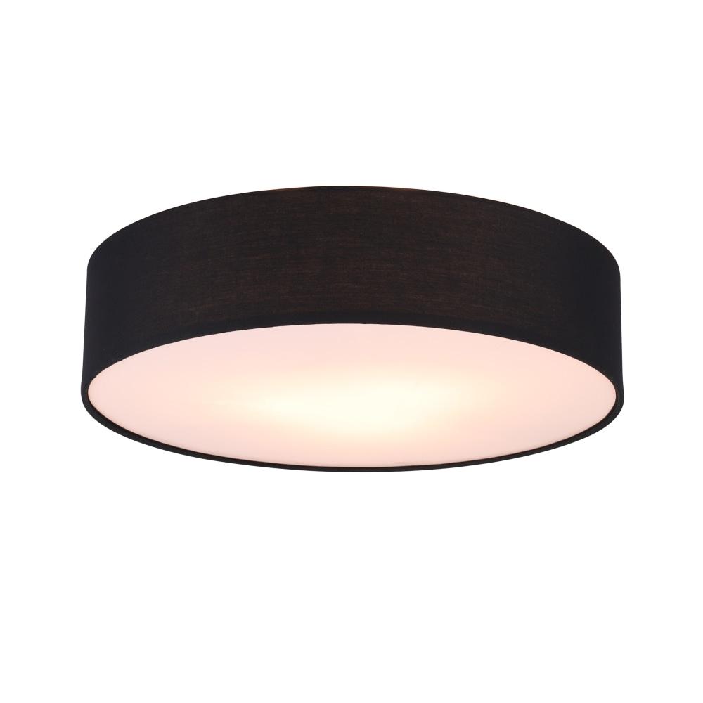 Apollo 3LT Round Ceiling Light Fabric Shade - Black Fast shipping On sale