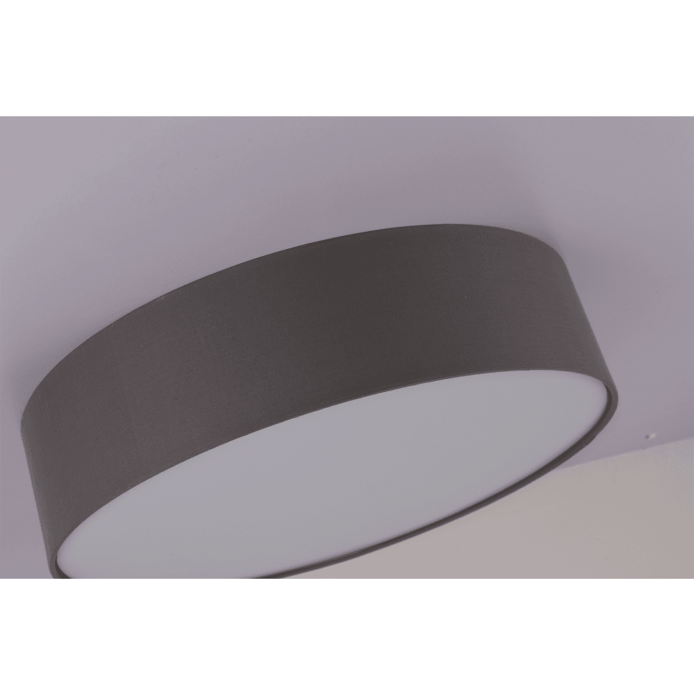 Apollo 3LT Round Ceiling Light Fabric Shade - Grey Fast shipping On sale
