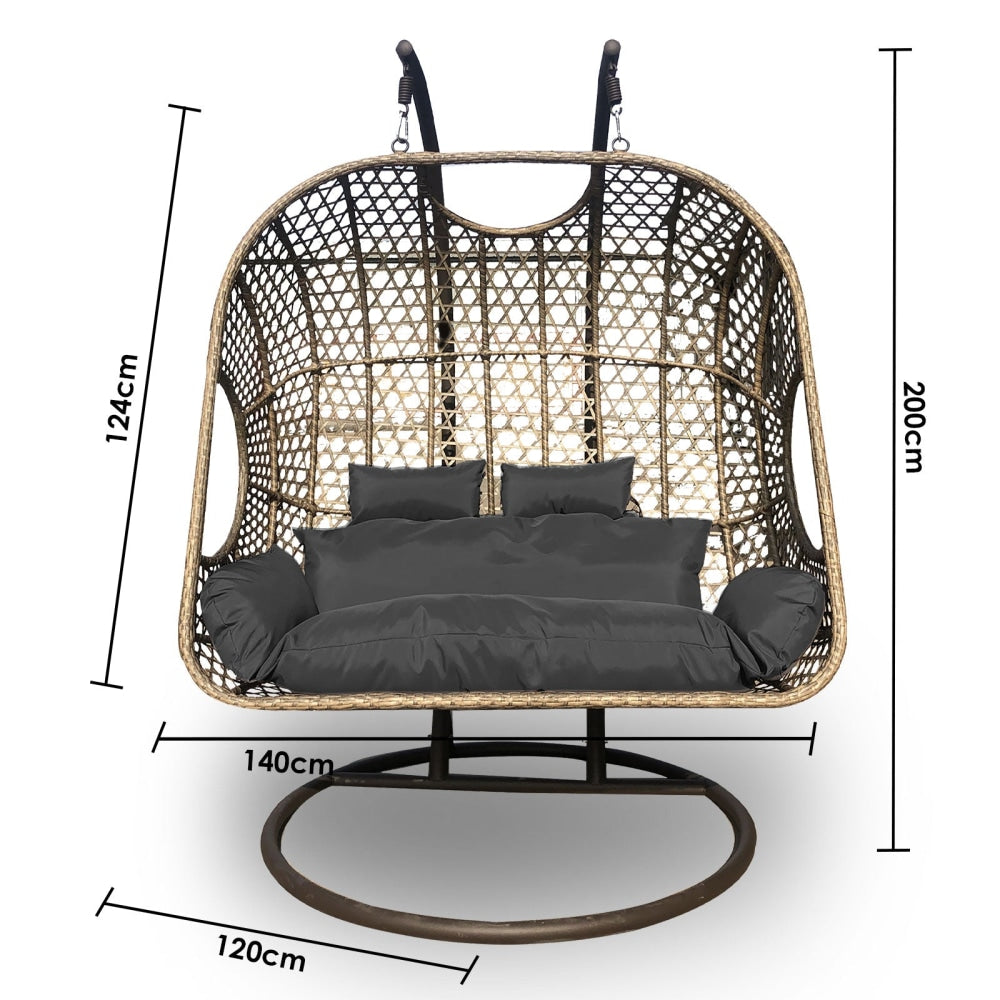 Arcadia Furniture 2 Seater Rocking Egg Chair - Brown and Grey Outdoor Fast shipping On sale