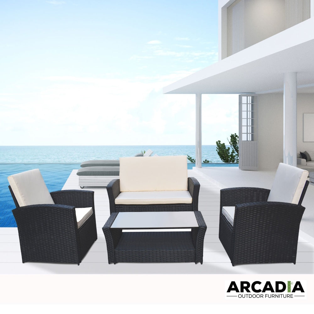 Arcadia Furniture 4 Piece Sofa Set - Black and Grey Outdoor Sets Fast shipping On sale