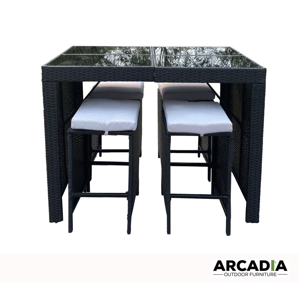 Arcadia Furniture 5 Piece Bar Table Set - Black and Grey Dining Fast shipping On sale