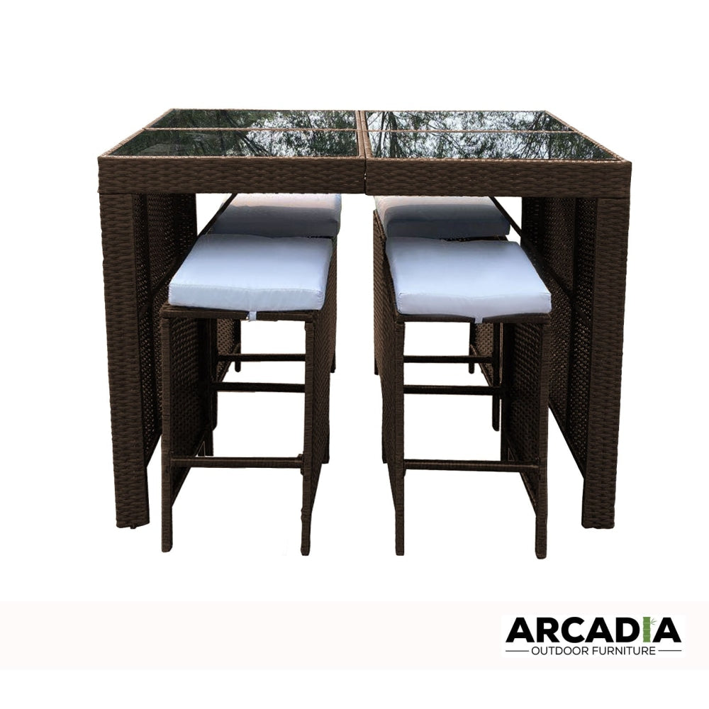 Arcadia Furniture 5 Piece Bar Table Set - Oatmeal and Grey Dining Fast shipping On sale