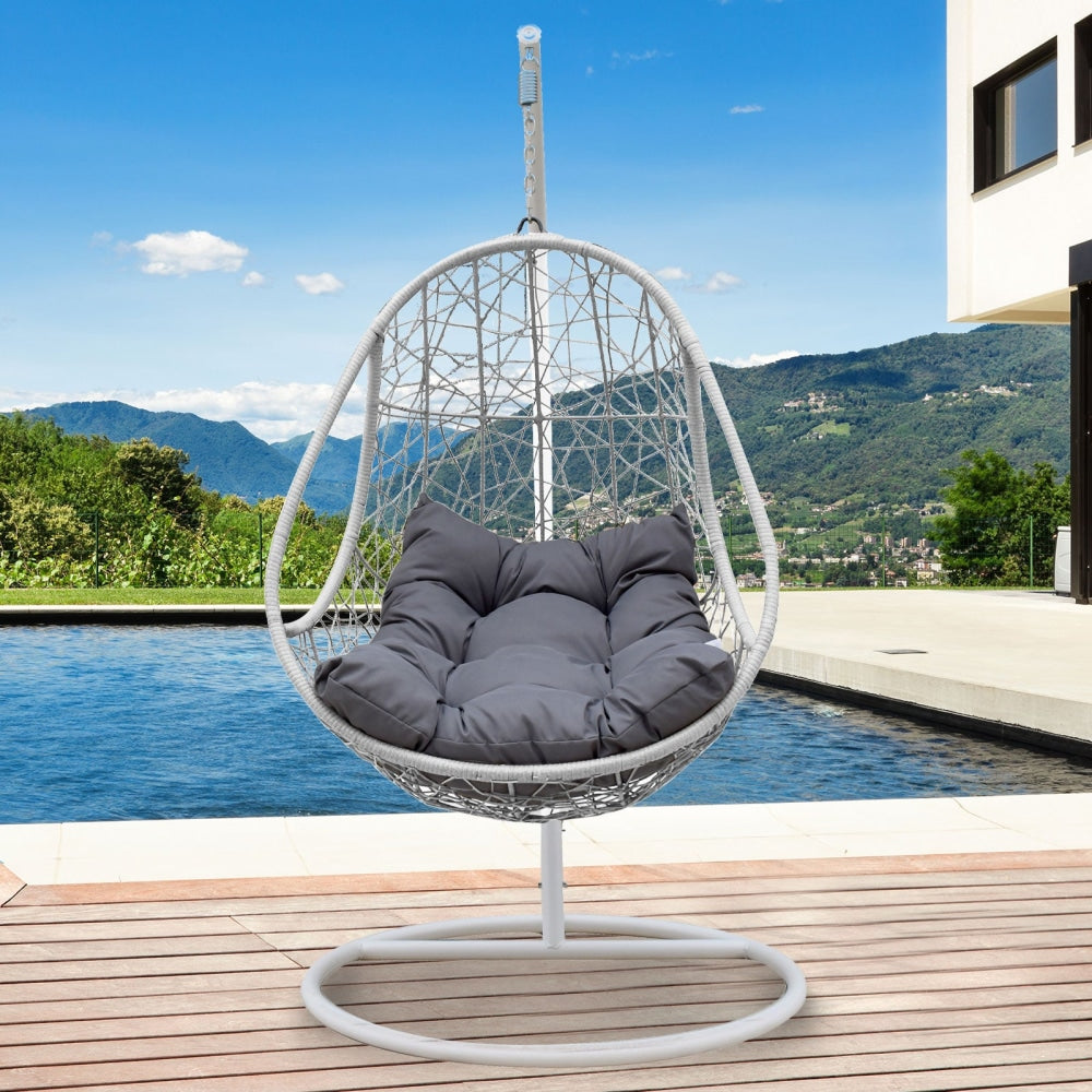 Arcadia Furniture Rocking Egg Chair - White and Grey Outdoor Fast shipping On sale