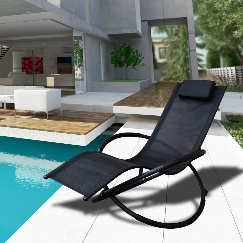 Arcadia Furniture Zero Gravity Rocking Chair - Black Outdoor Fast shipping On sale