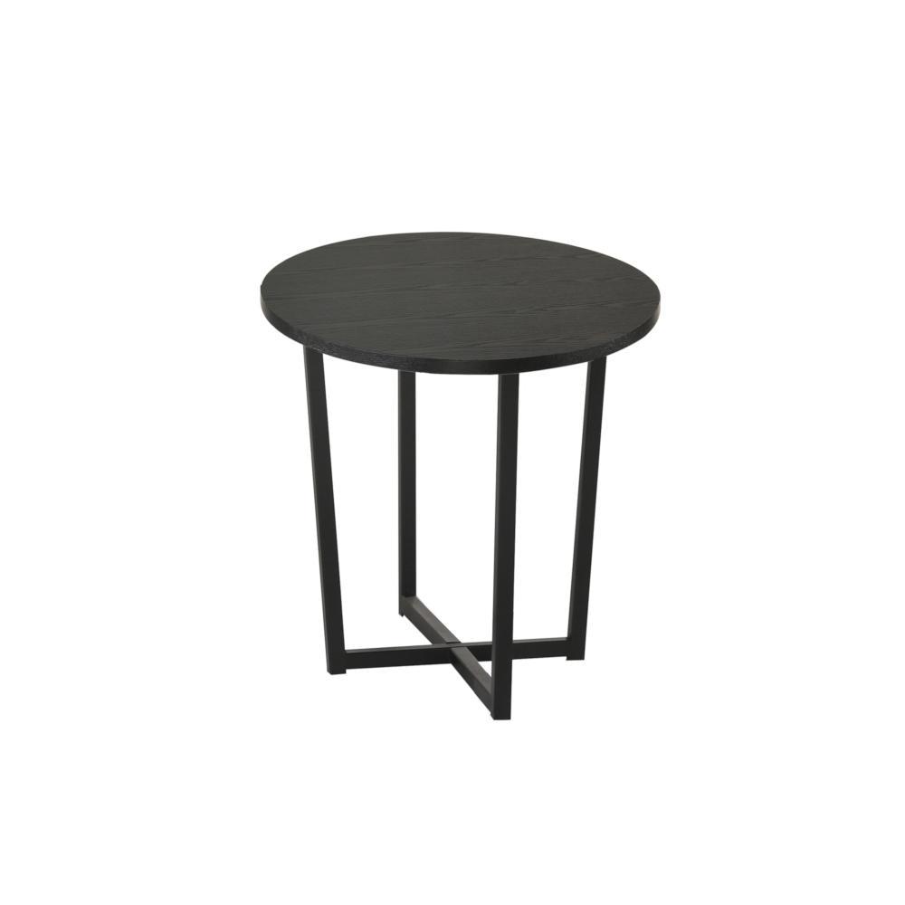 Archie Wooden Round End Lamp Side Table - Black Fast shipping On sale