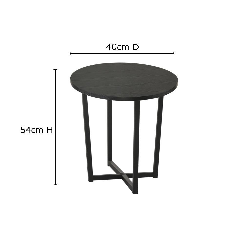 Archie Wooden Round End Lamp Side Table - Black Fast shipping On sale