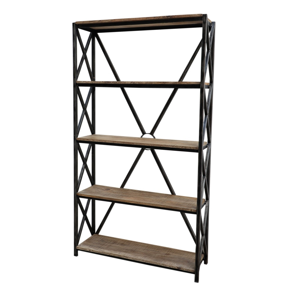 Ares 4 - Tier Rustic Industrial Braced Bookcase Display Bookshelf Cabinet Fast shipping On sale