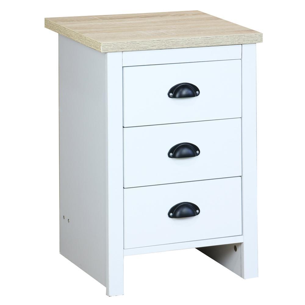 Ari Modern Bedside Nightstand End Lamp Side Table W/ 3-Drawers - Oak & White Fast shipping On sale