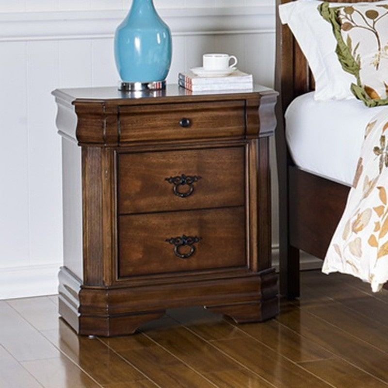 Ariana European Classic Solid Wooden Bedside Nightstand Side Table W/ 2 - Drawers - Brown Fast shipping On sale