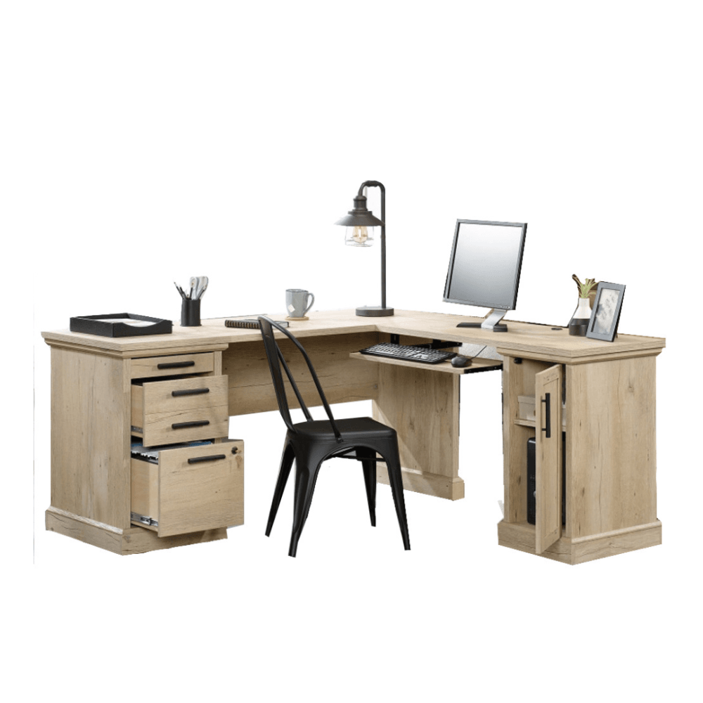 Ariella L-Shaped Computer Home Office Corner Desk W/ 4-Drawers -Prime Oak Fast shipping On sale