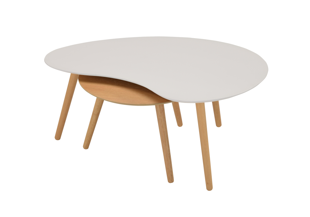 Art Curved Modern Scandinavian Wooden Coffee Table - White Fast shipping On sale