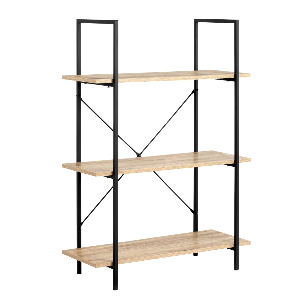 Arwen Wide 3 - Tier Bookcase Display Shelf Storage Unit - Oak/Black Fast shipping On sale