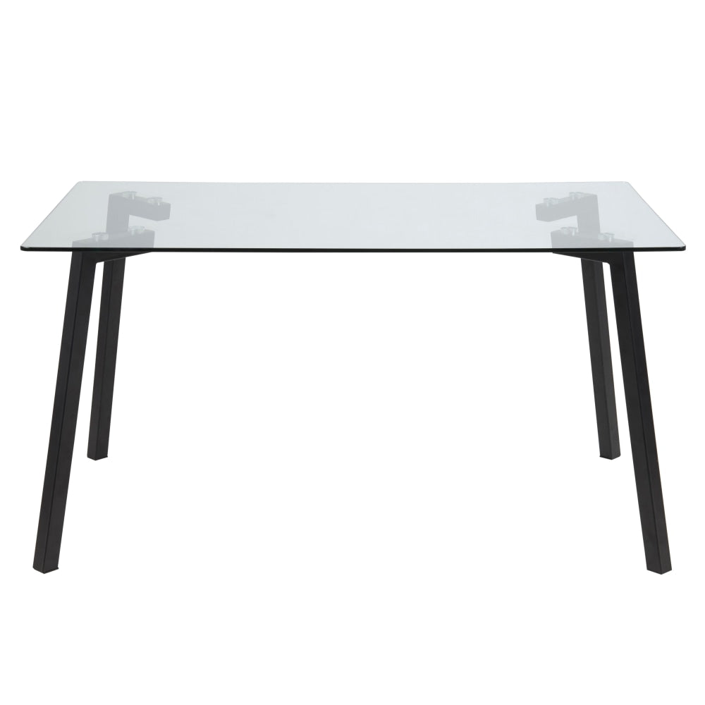 Asand Glass Rectangular Kitchen Dining Table 140cm W/ Metal Legs- Clear/Black Fast shipping On sale