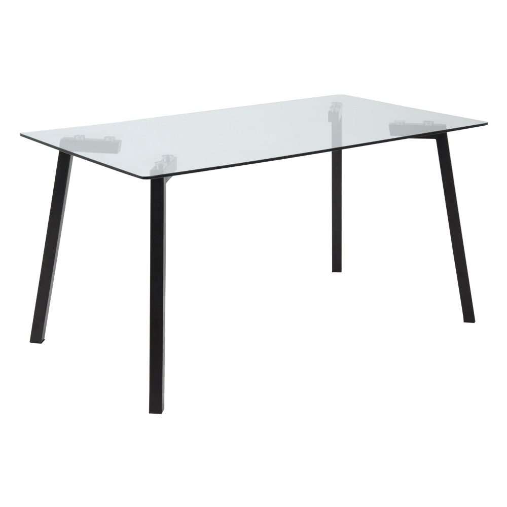 Asand Glass Rectangular Kitchen Dining Table 140cm W/ Metal Legs- Clear/Black Fast shipping On sale