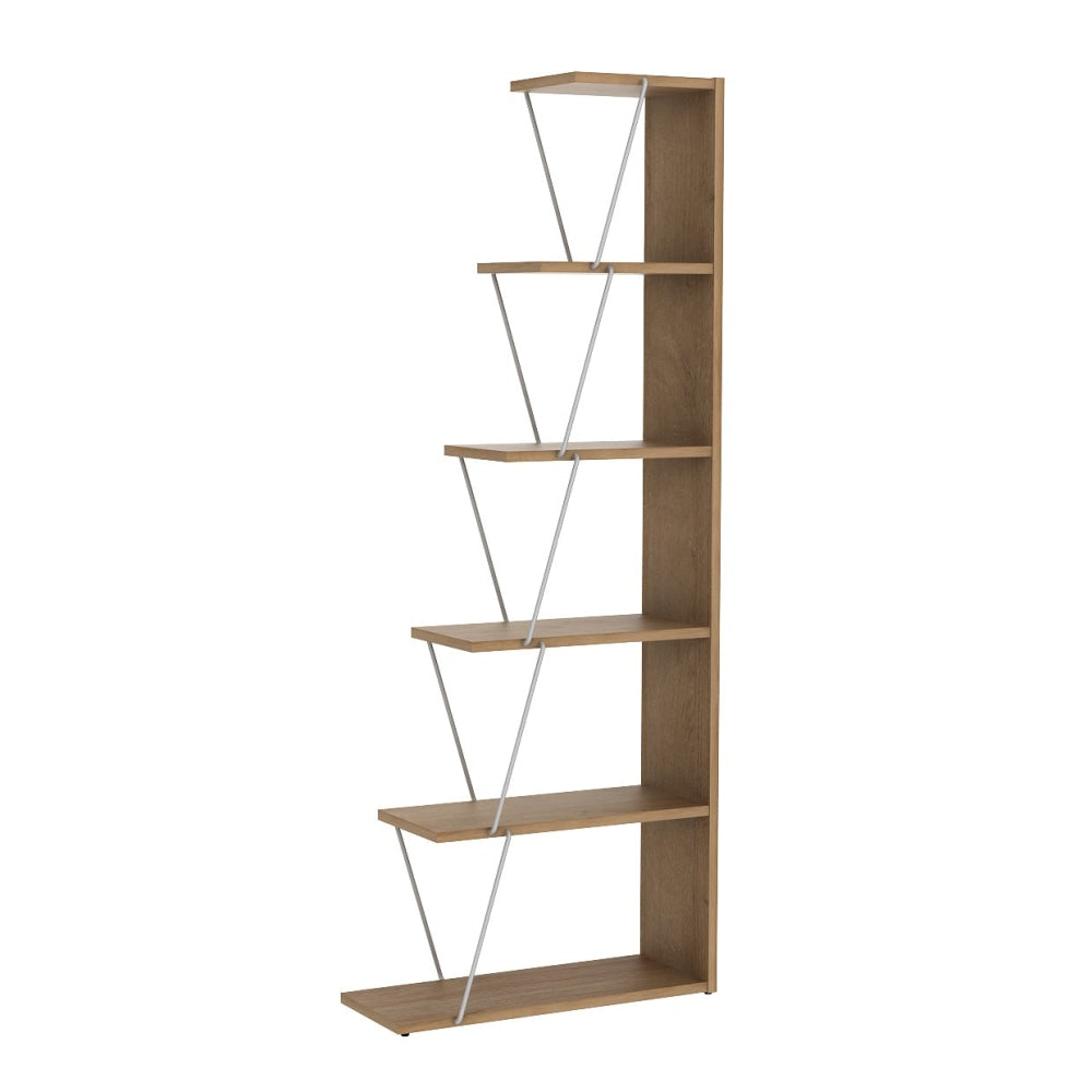 Asher 5-Tier Stepped Bookcase Display Shelf Storage Cabinet - Oak Fast shipping On sale