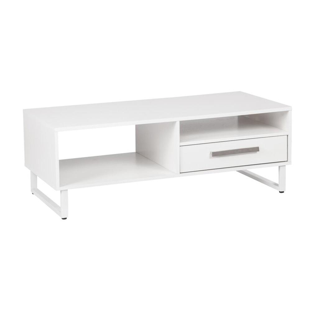 Ashley Collection Open Shelf Coffee Table W/ 1-Drawer - White Fast shipping On sale