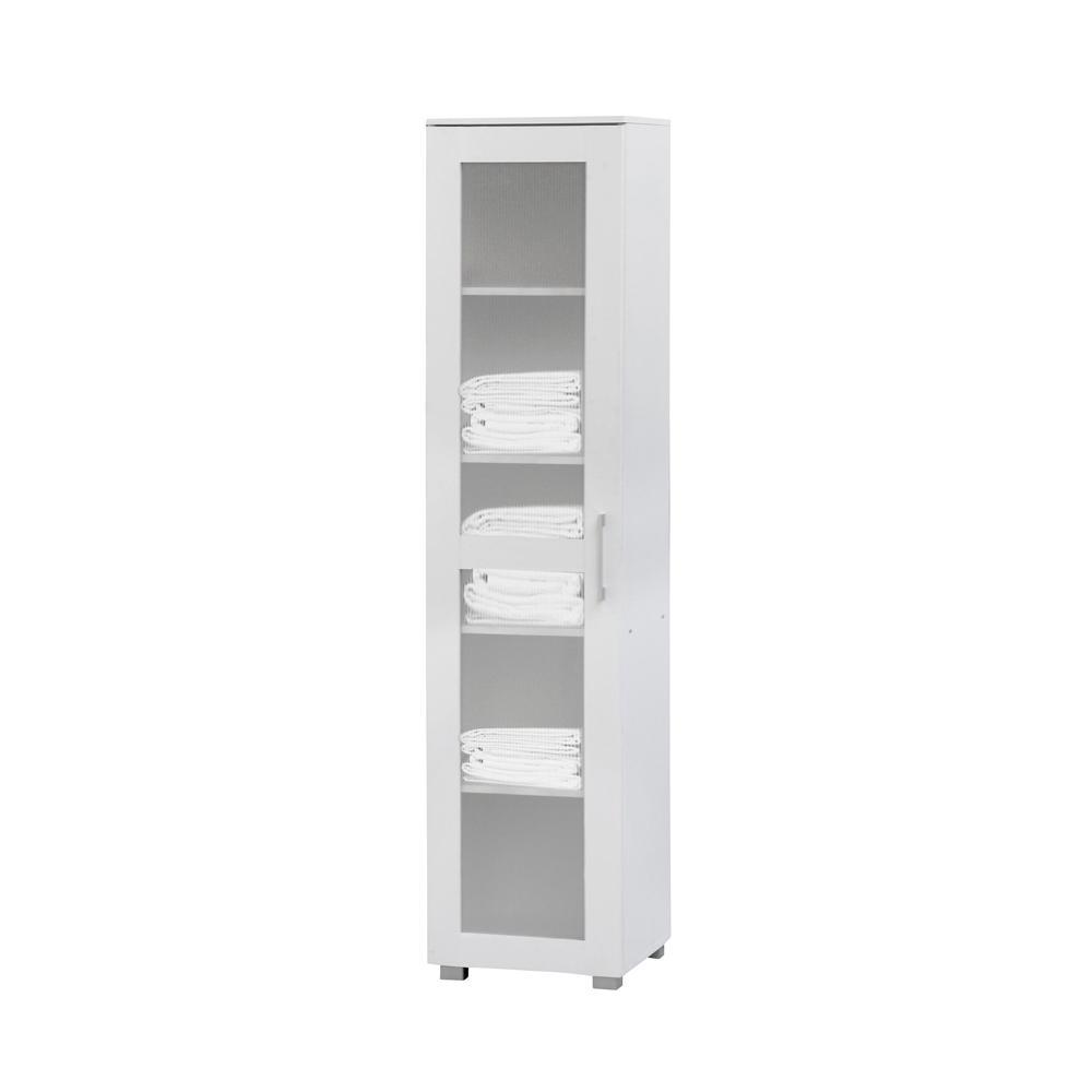 Ashley Single Door Tall Cupboard Storage Cabinet - White Fast shipping On sale