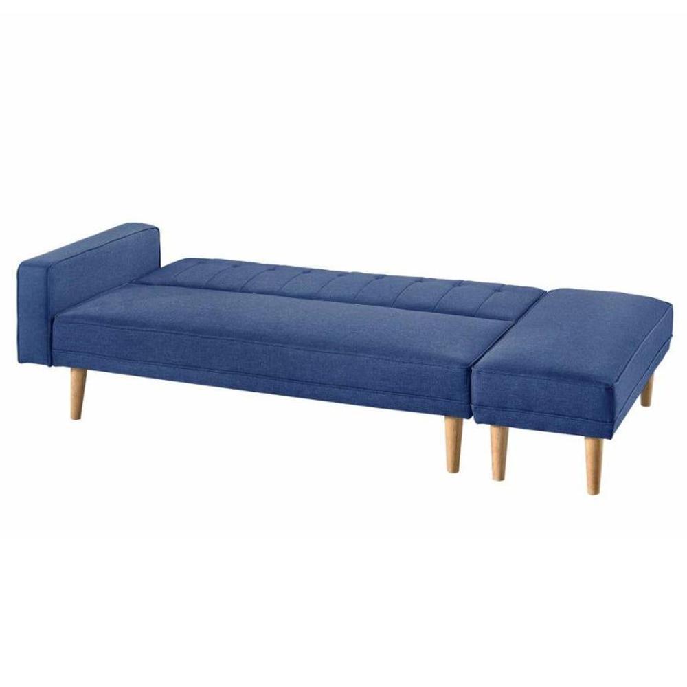 Astrid 3-Seater Sofa Bed With Ottoman - Blue Fast shipping On sale
