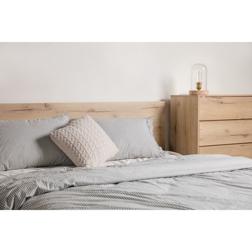 Wooden Bed Frame Metal Legs With Headboard Double Size - Natural Fast shipping On sale