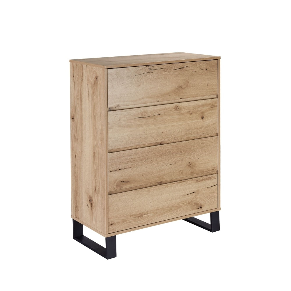 Wooden Chest Of 4 - Drawers Tallboy Storage Cabinet - Natural Drawers Fast shipping On sale