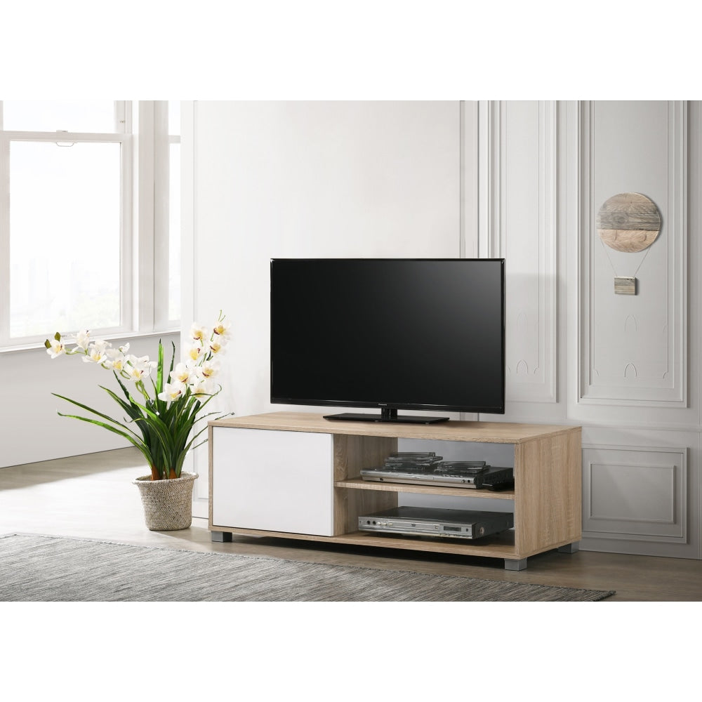 Aubree Compact TV Stand Entertainment Unit W/ 1-Door 120cm - Oak.White Fast shipping On sale