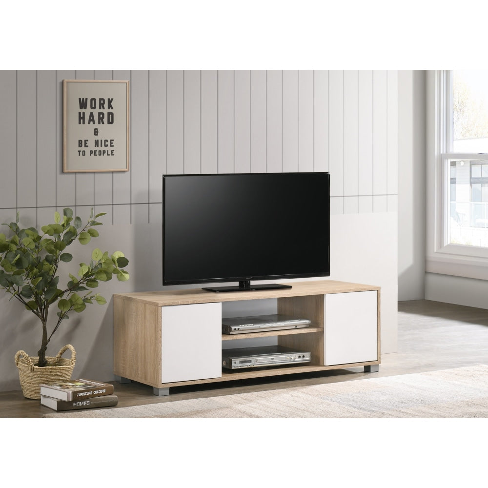 Aubree Compact TV Stand Entertainment Unit W/ 2-Door 120cm - Oak.White Fast shipping On sale