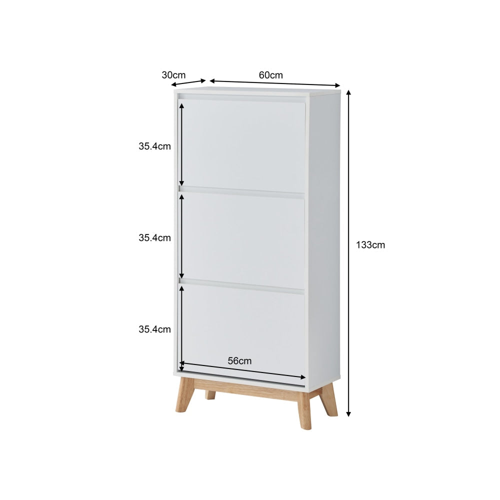 Audrey Modern Scandinavian 3-Doors Shoe Organiser Cabinet Storage - White Fast shipping On sale