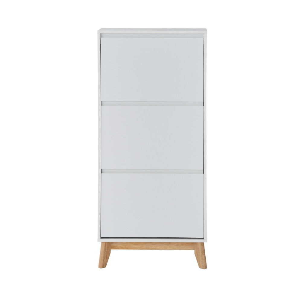 Audrey Modern Scandinavian 3-Doors Shoe Organiser Cabinet Storage - White Fast shipping On sale