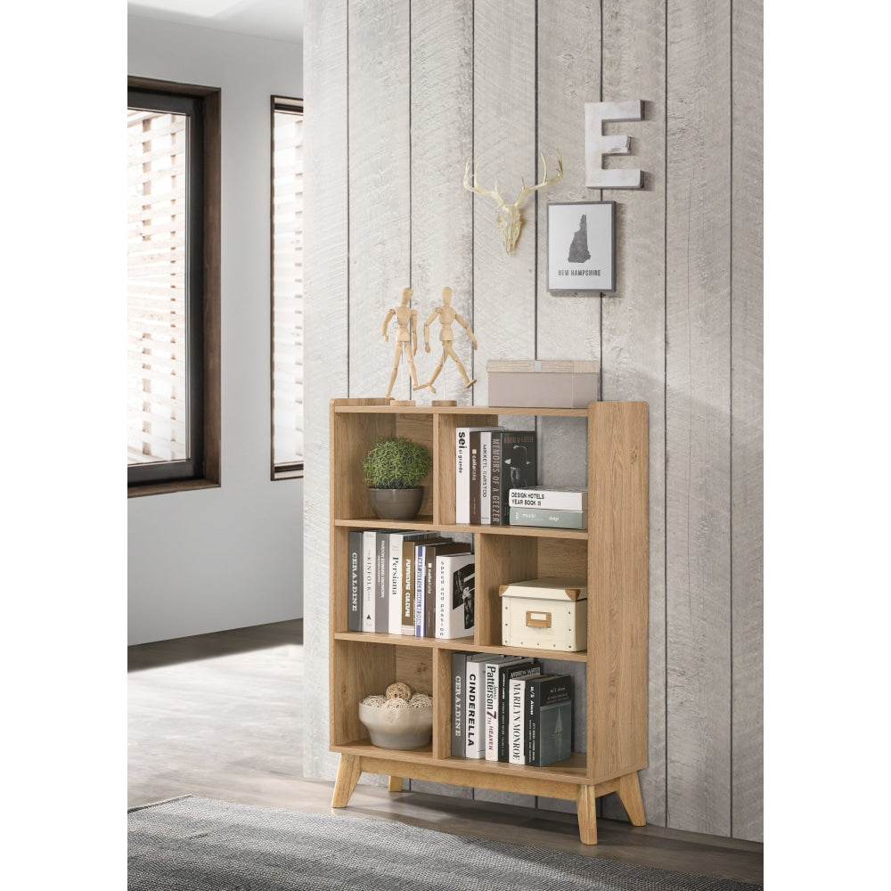 Audrey Modern Scandinavian 3-Tier Shelf Bookcase Display Storage Cabinet - Oak Fast shipping On sale
