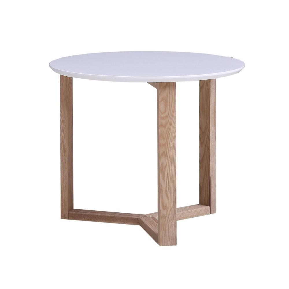 Aura Round Lamp Side Table White Top With Natural Legs Fast shipping On sale