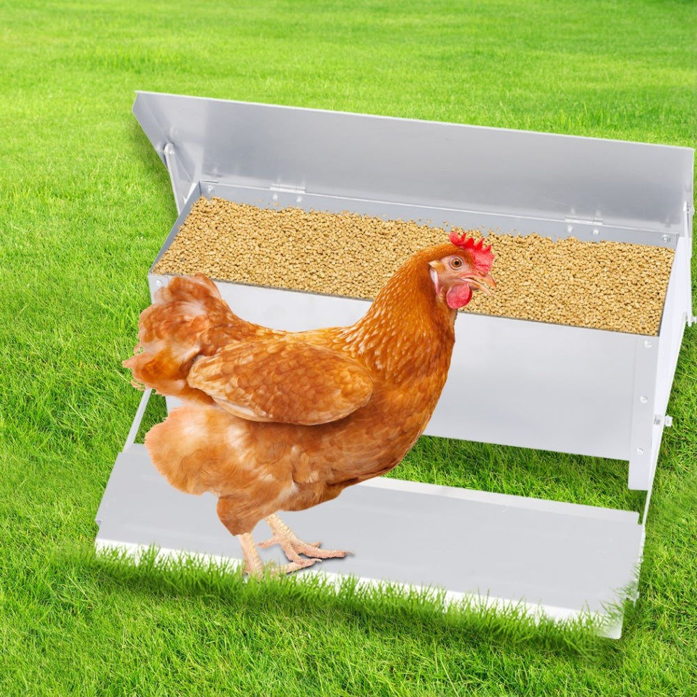 Automatic Chicken Feeder Self Open Poultry Alumnium Treadle 10KG Capacity Outdoor Farm Supplies Fast shipping On sale