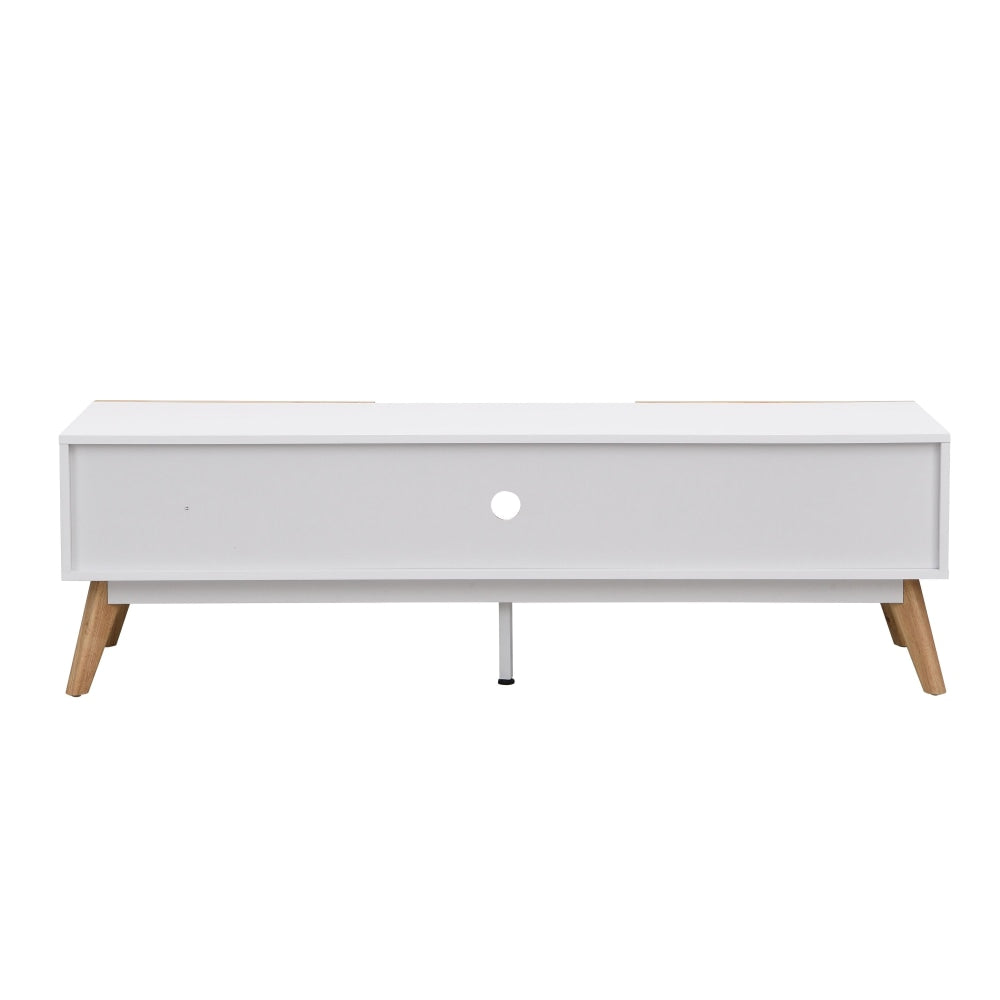 Autumn Scandinavian Lowline Entertainment Unit TV Stand W/ 2-Drawers 150cm - White/Oak Fast shipping On sale